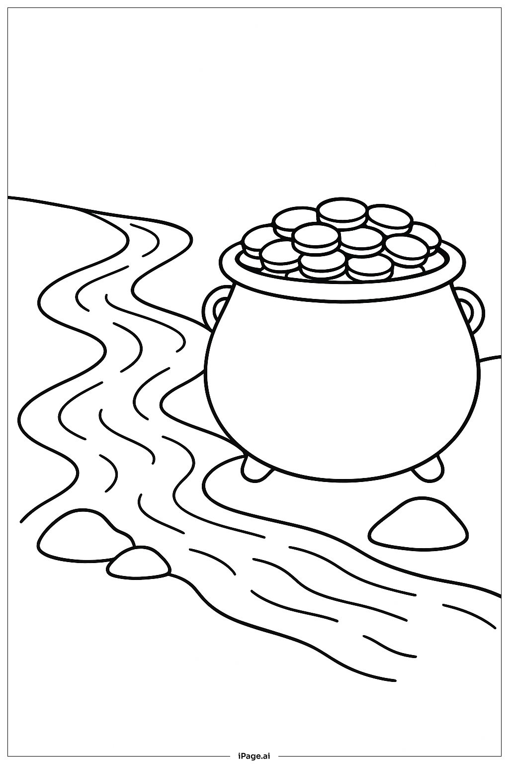  Pot Of Gold Near Stream Coloring Page 