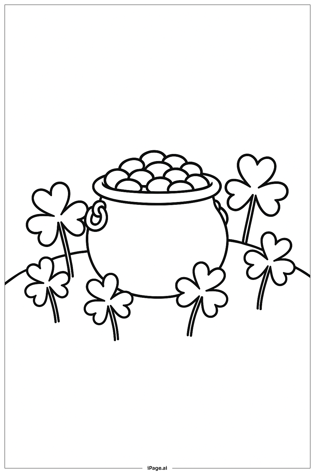  Pot Of Gold Surrounded By Shamrocks Coloring Page 