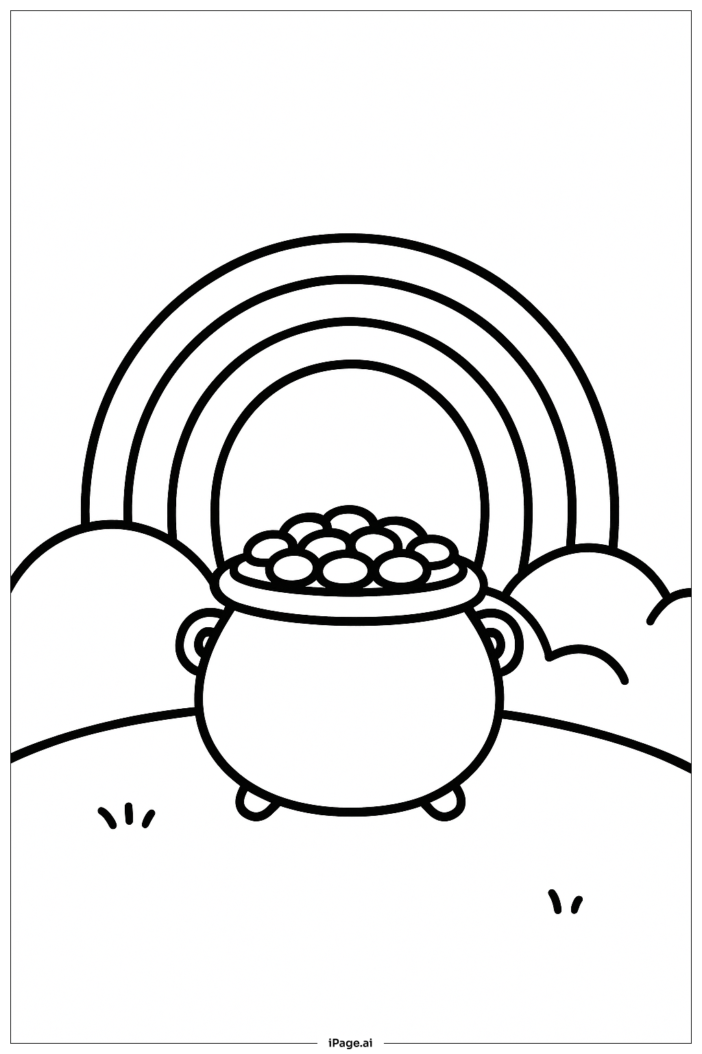  Pot Of Gold Under Rainbow Arch Coloring Page 