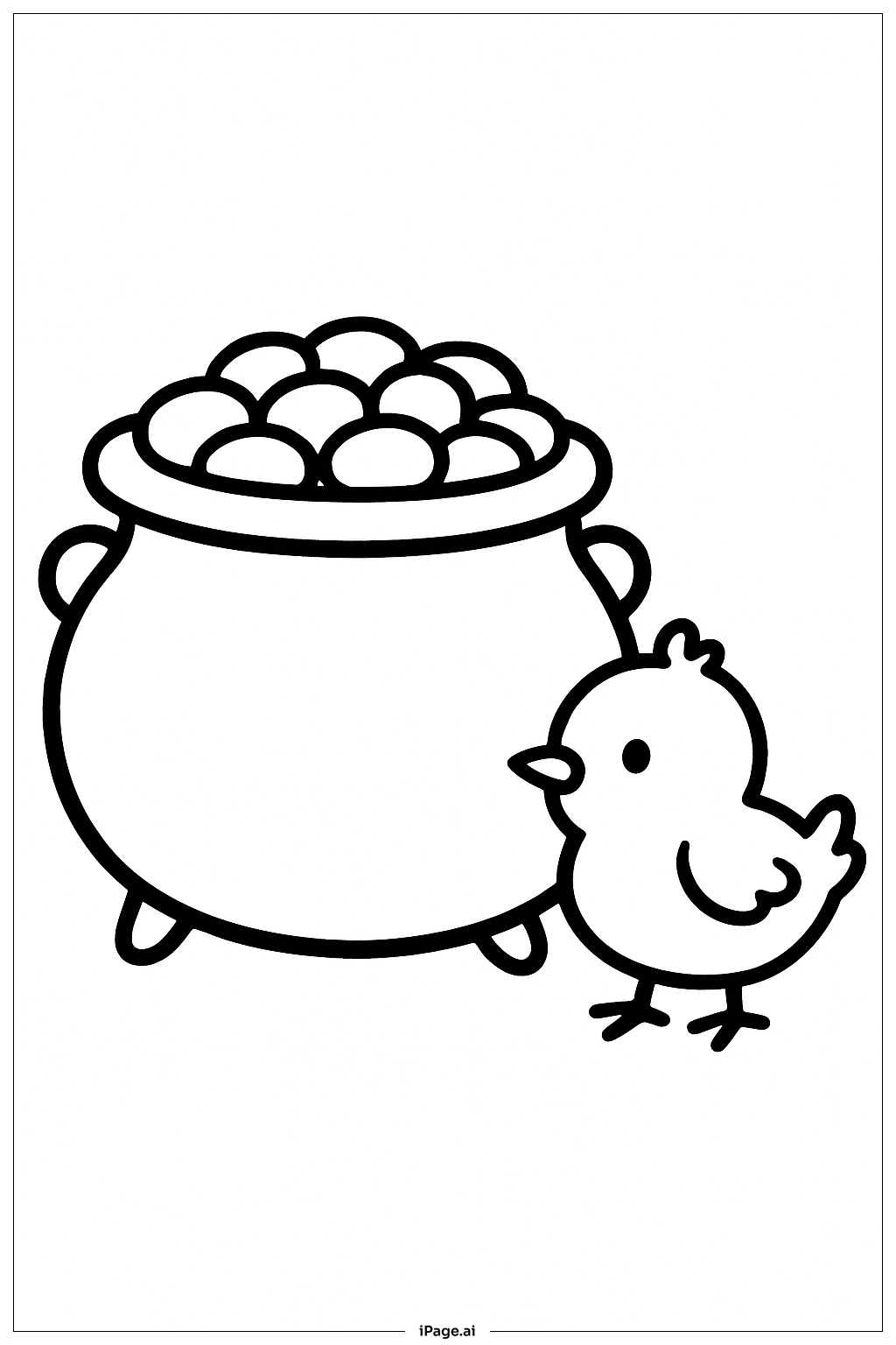  Pot Of Gold With Baby Chick Coloring Page 