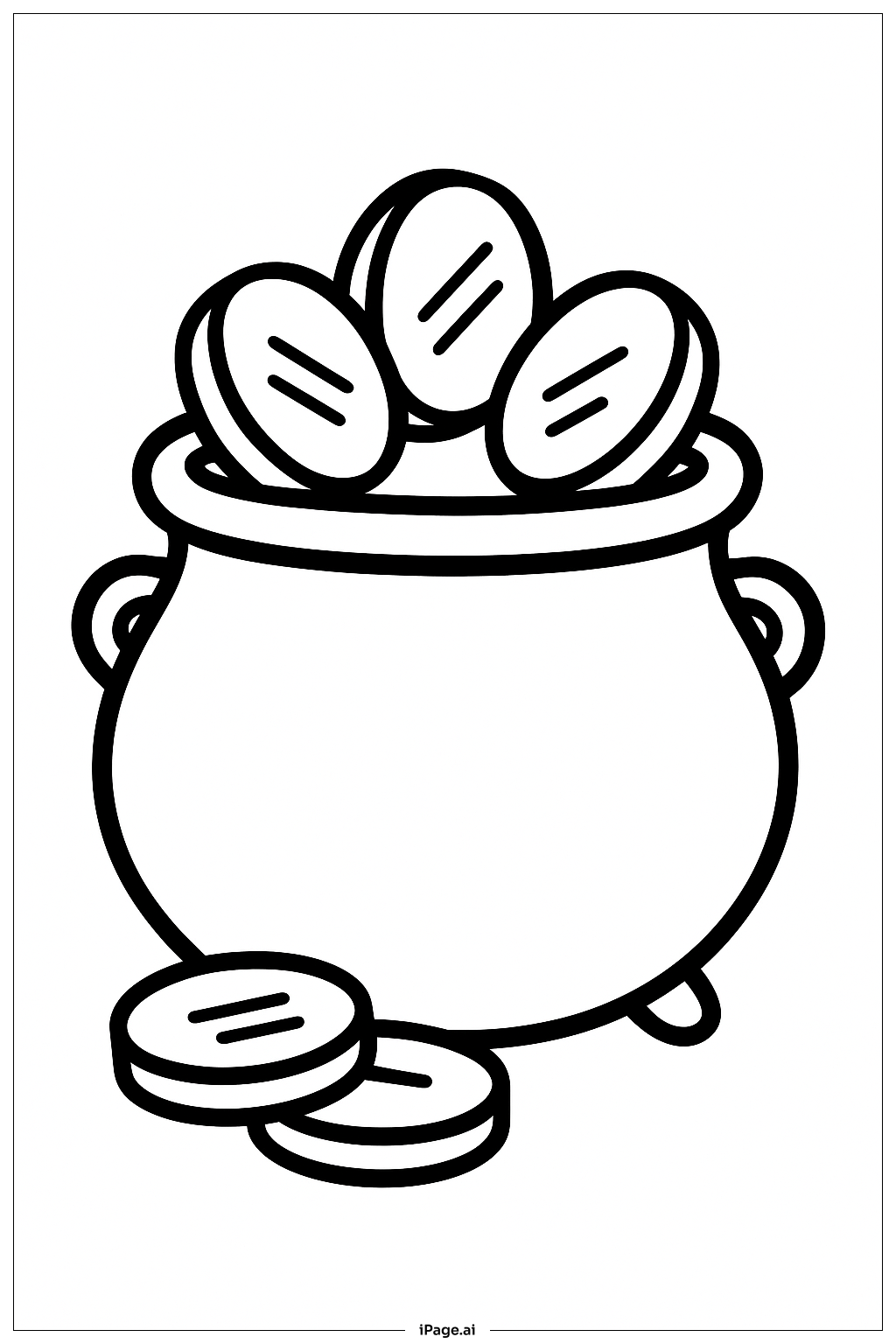  Pot Of Gold With Big Coins Coloring Page 