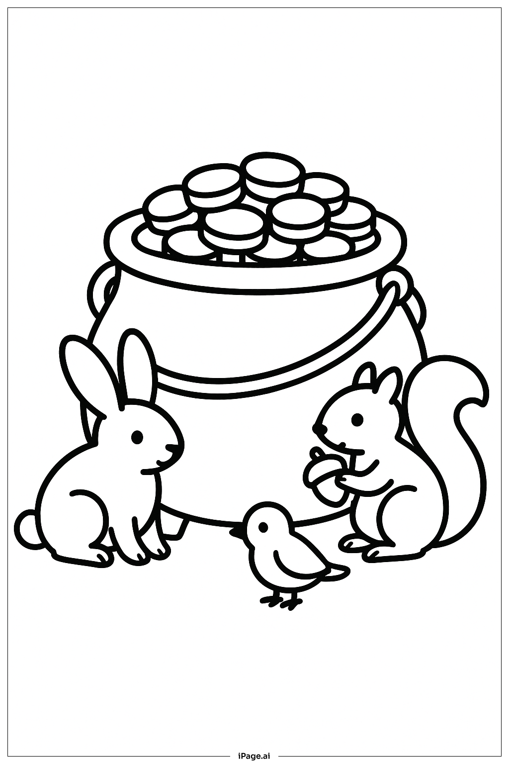  Pot Of Gold With Family Animals Coloring Page 