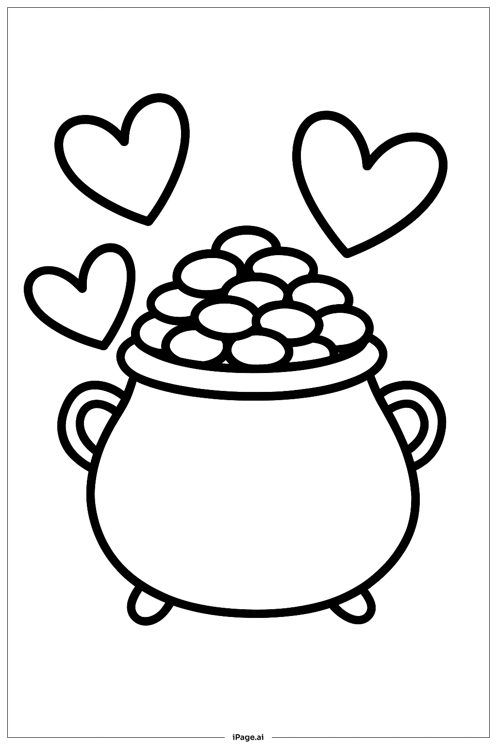  Pot Of Gold With Heart Shapes Coloring Page 