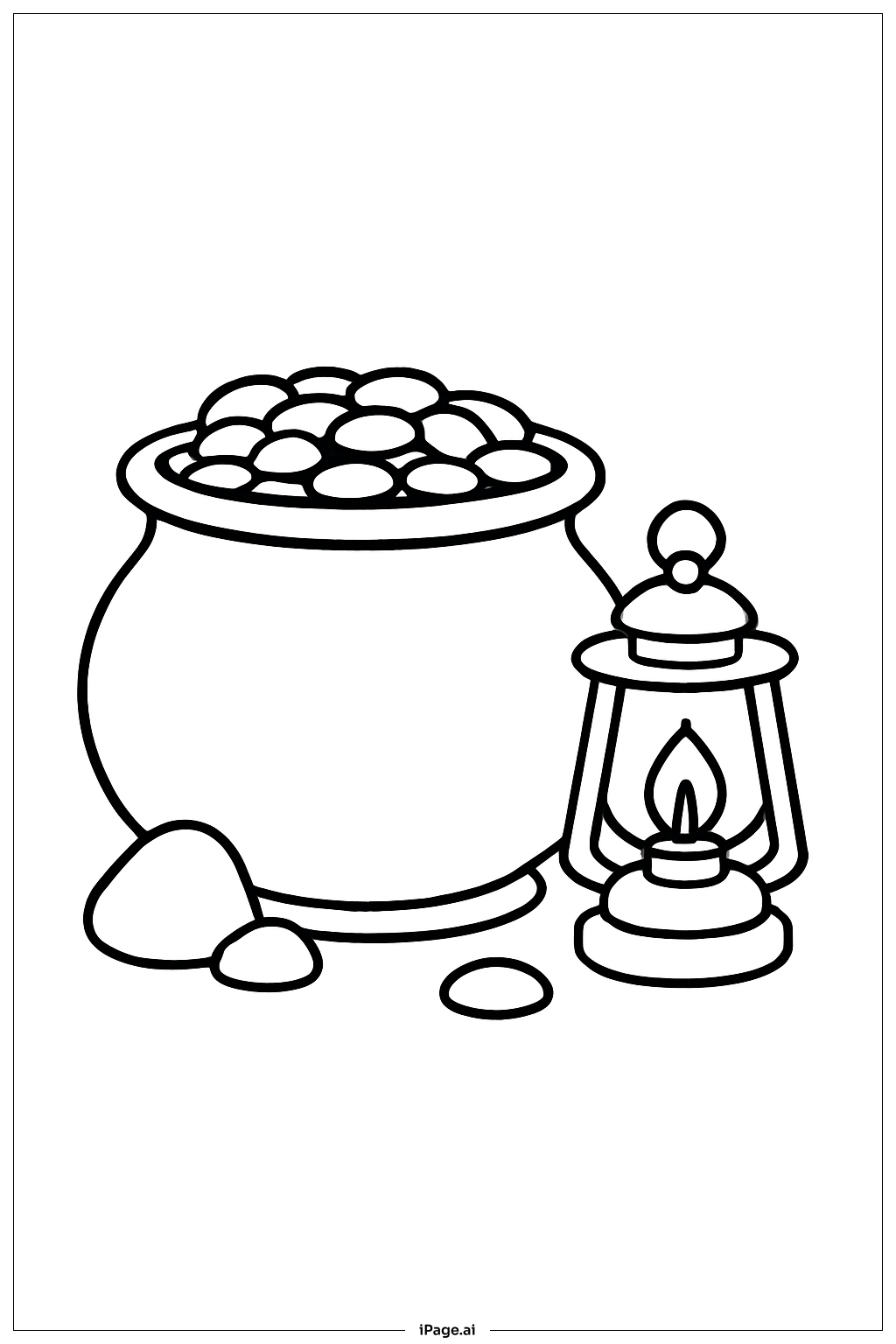  Pot Of Gold With Lantern Coloring Page 