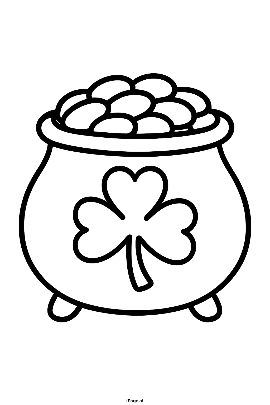  Pot Of Gold With Simple Shamrock Coloring Page 