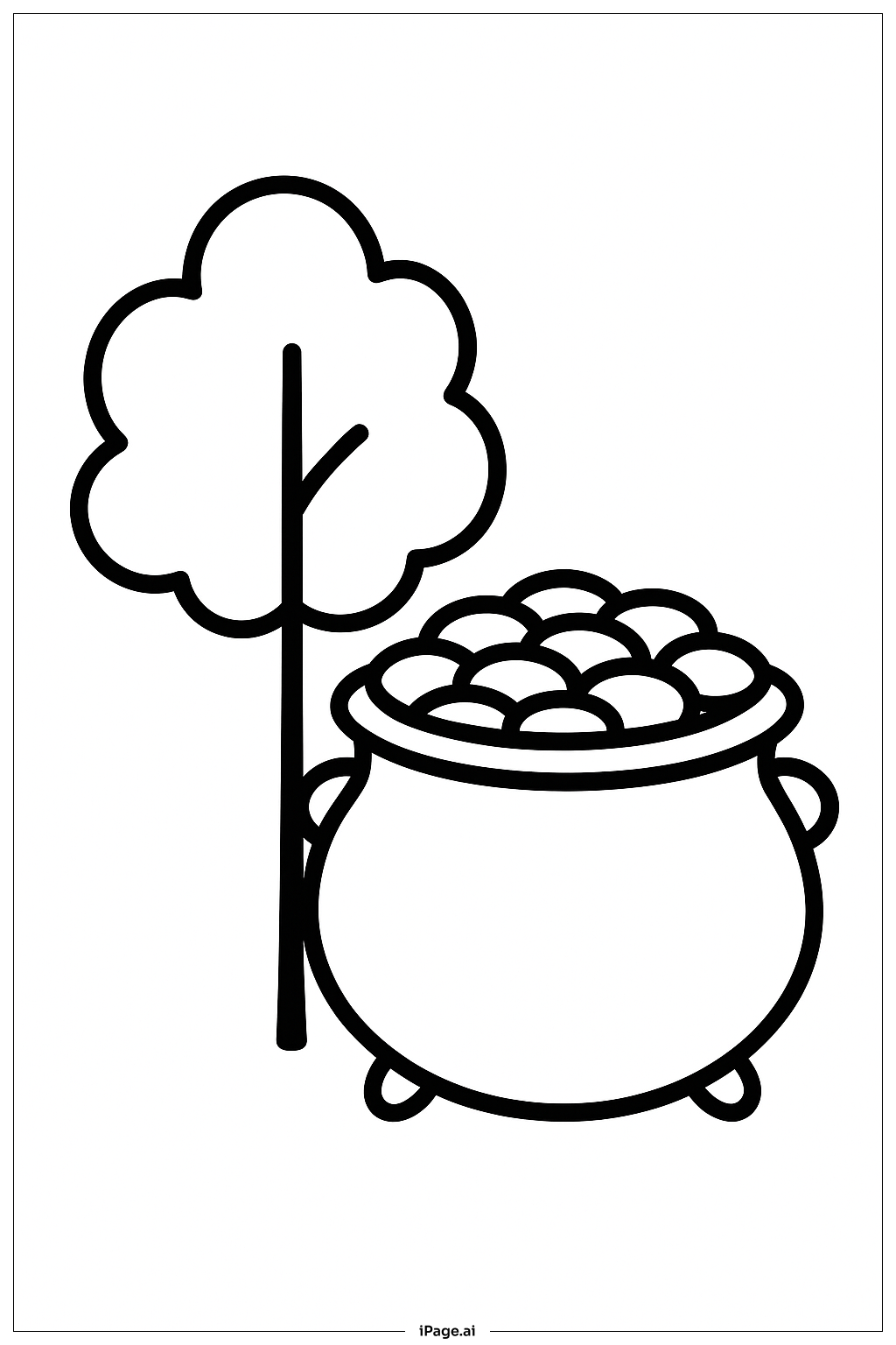  Pot Of Gold With Simple Tree Coloring Page 