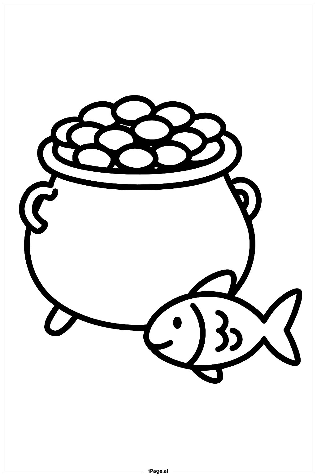  Pot Of Gold With Small Fish Coloring Page 