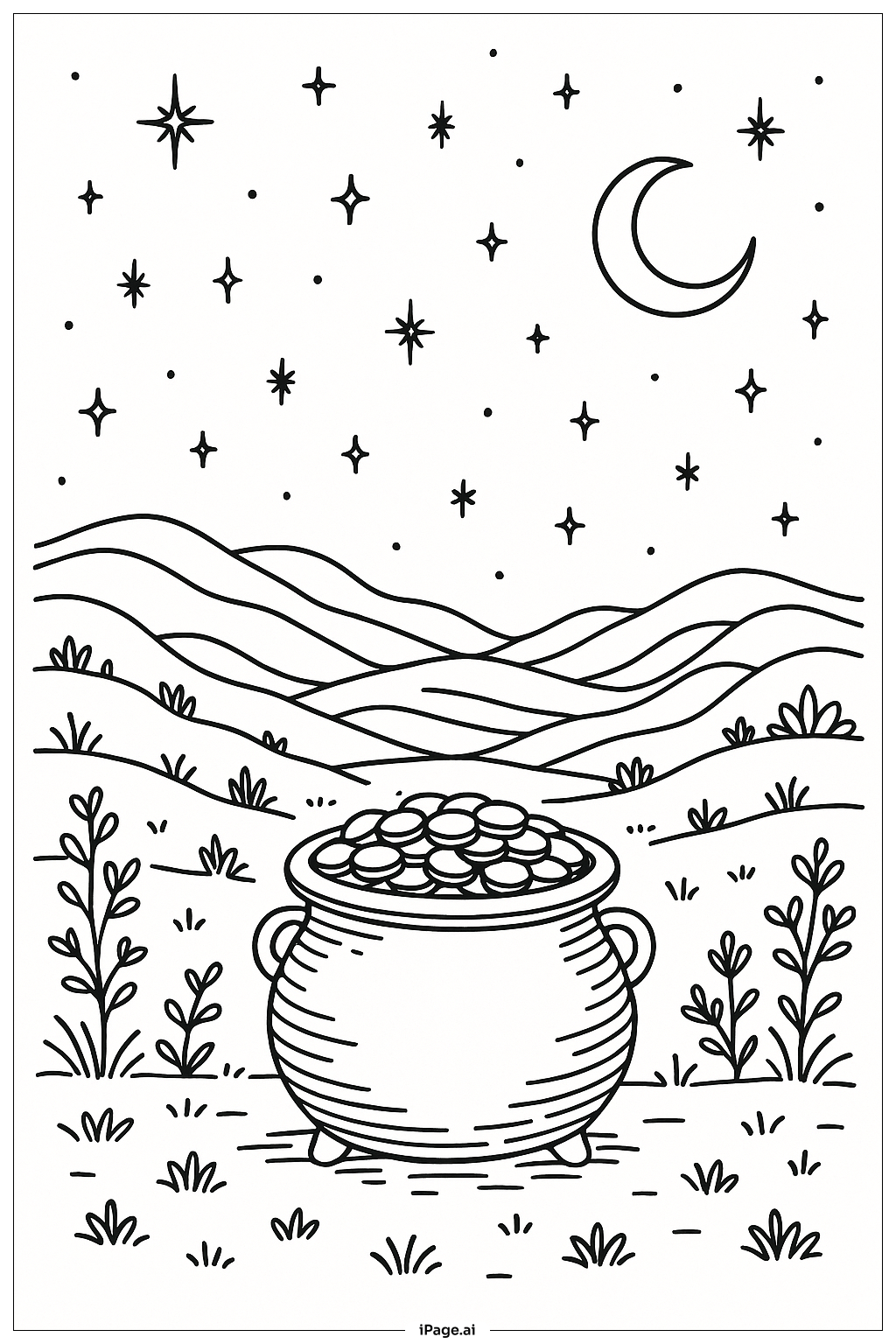 Pote de Ouro com Céu Estrelado