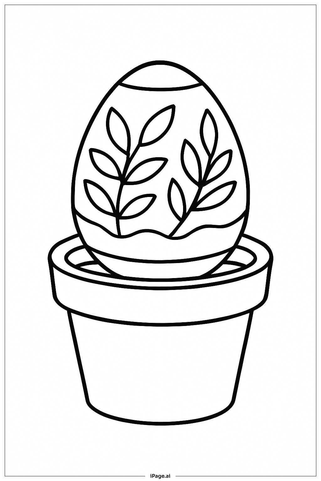  Page de coloriage Œuf de Pâques en Pot 