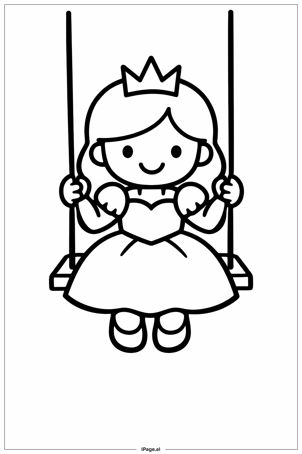 Página para colorir de Princesa no Balanço