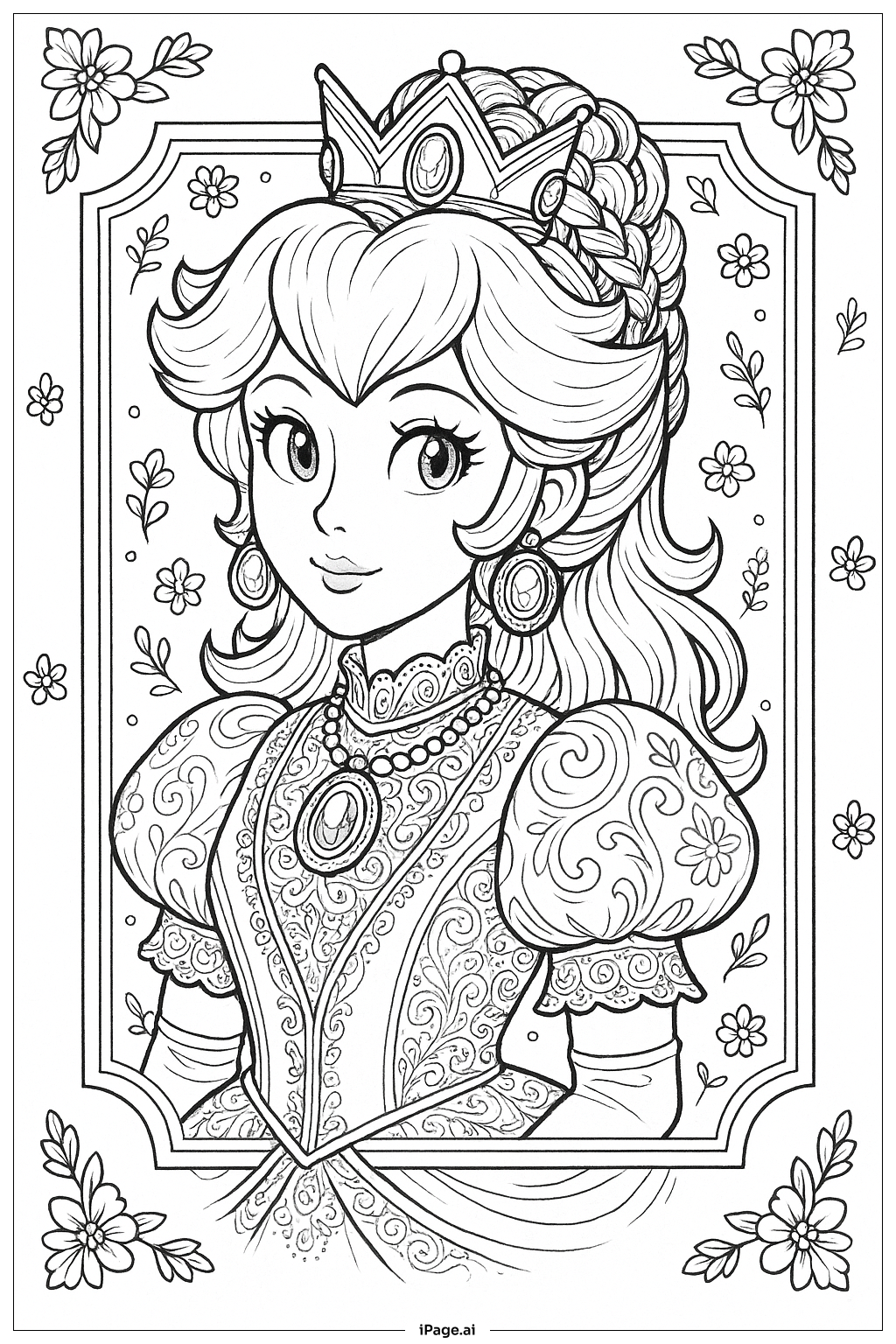  公主桃子与宝石画像填色页 