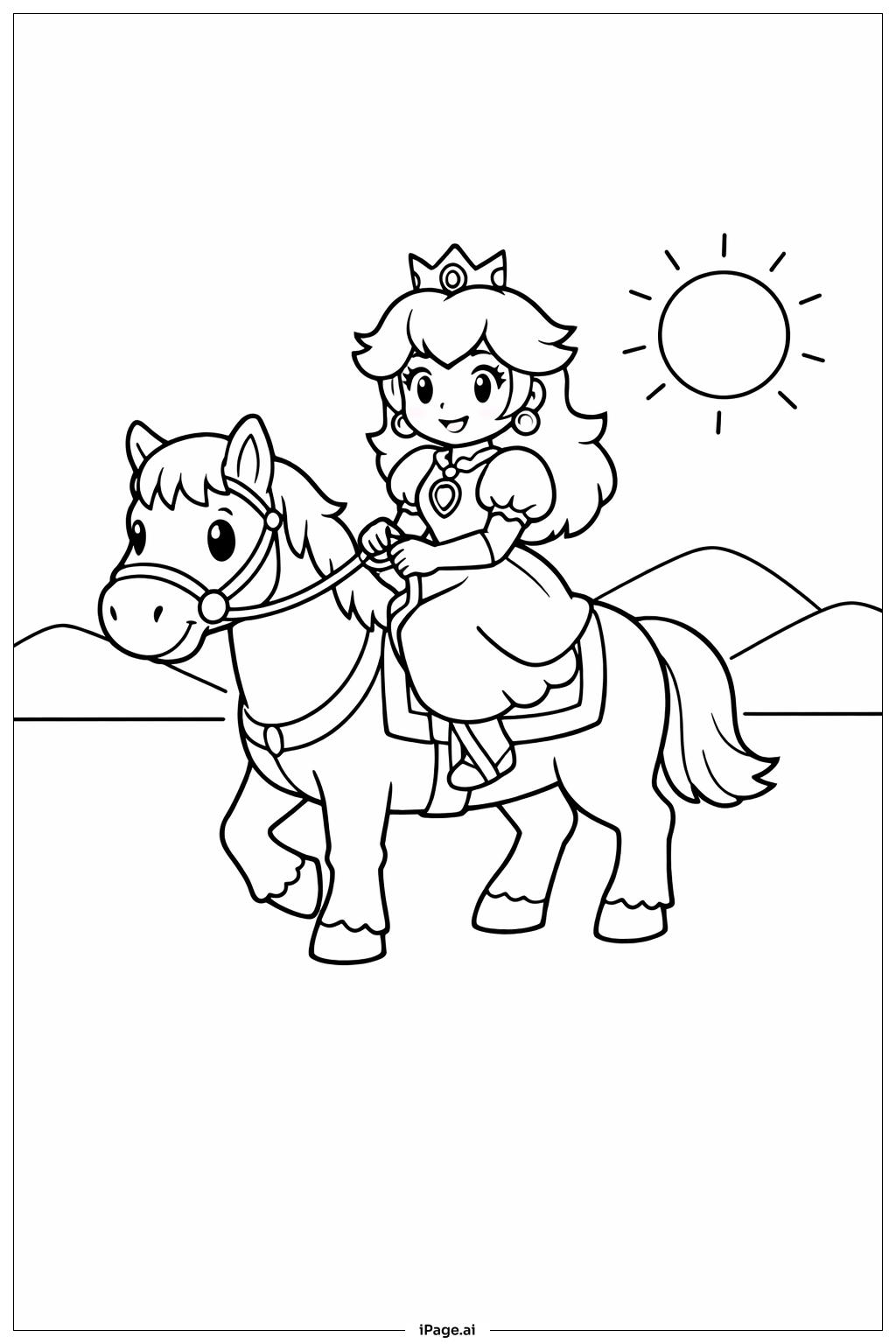  桃樂絲公主騎馬著色頁 