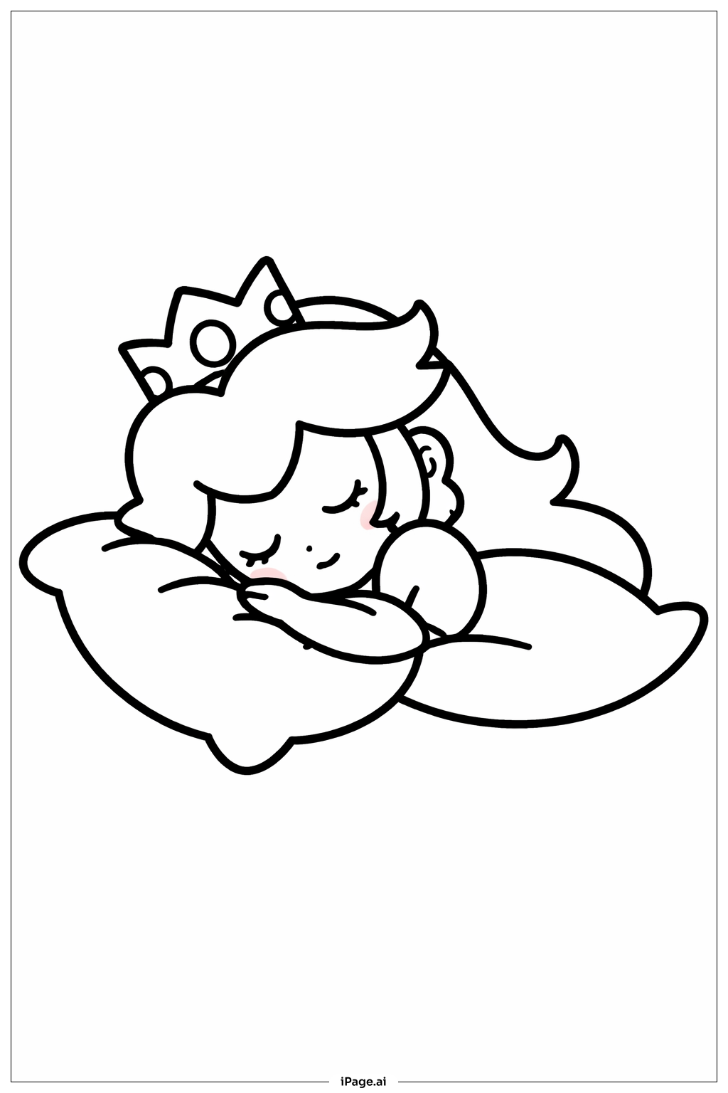  桃花公主睡觉填色页 