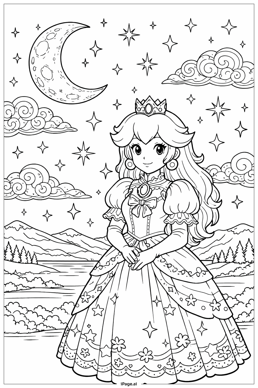  星空下的碧姬公主著色頁 