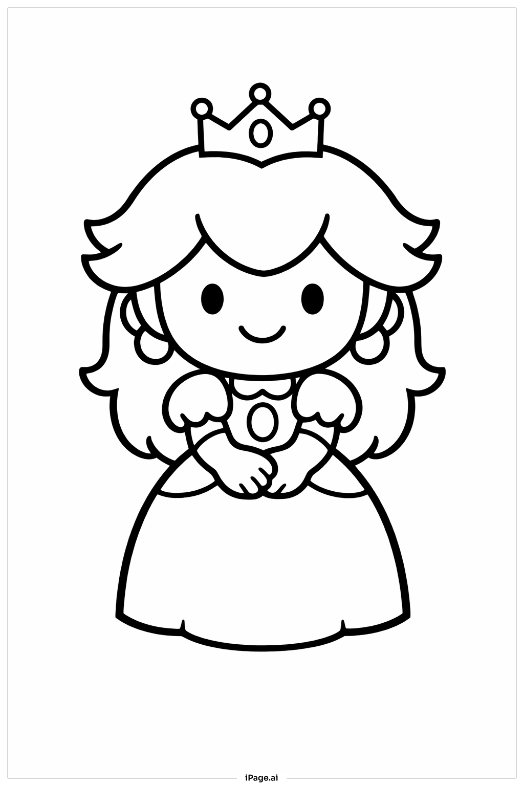  Página para colorear de Princesa Peach con corona 