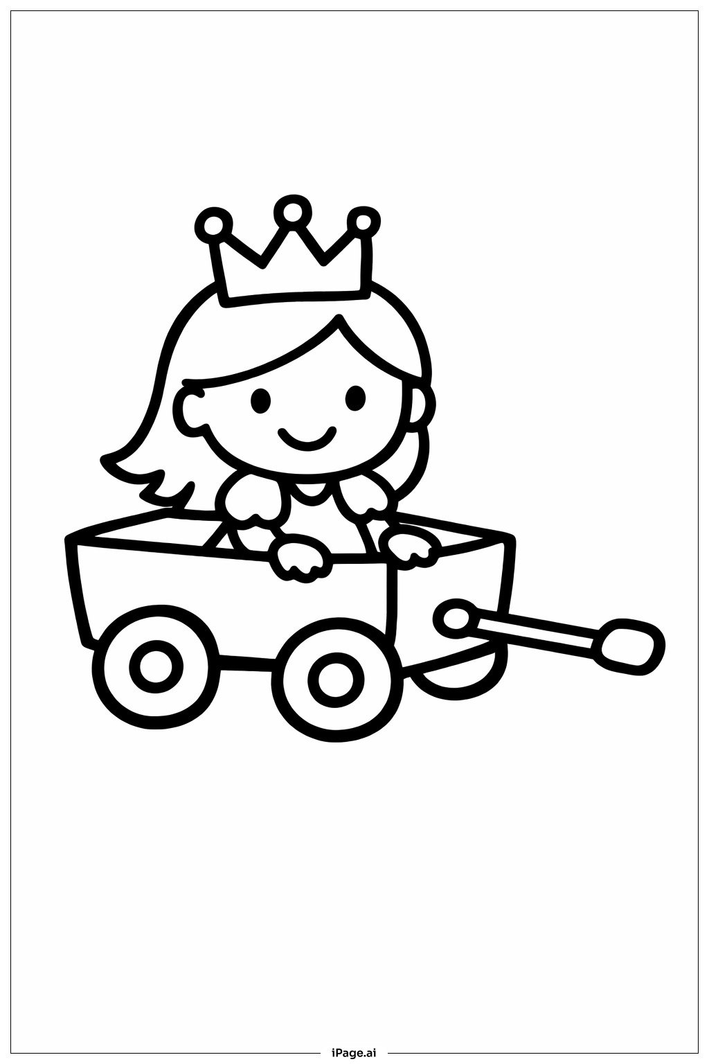 Página para colorir de Princesa Andando em um Carrinho