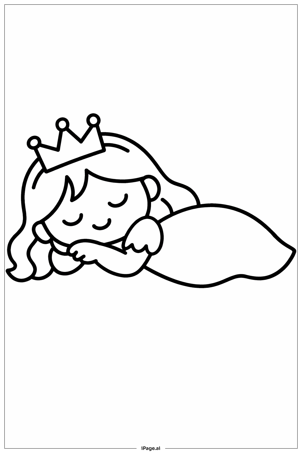 Página para colorir de Princesa Dormindo Tranquilamente