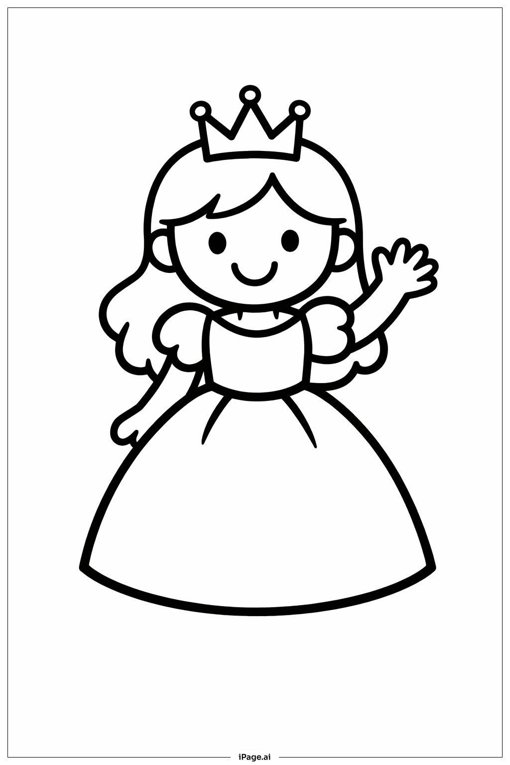 Página para colorir de Princesa Acenando