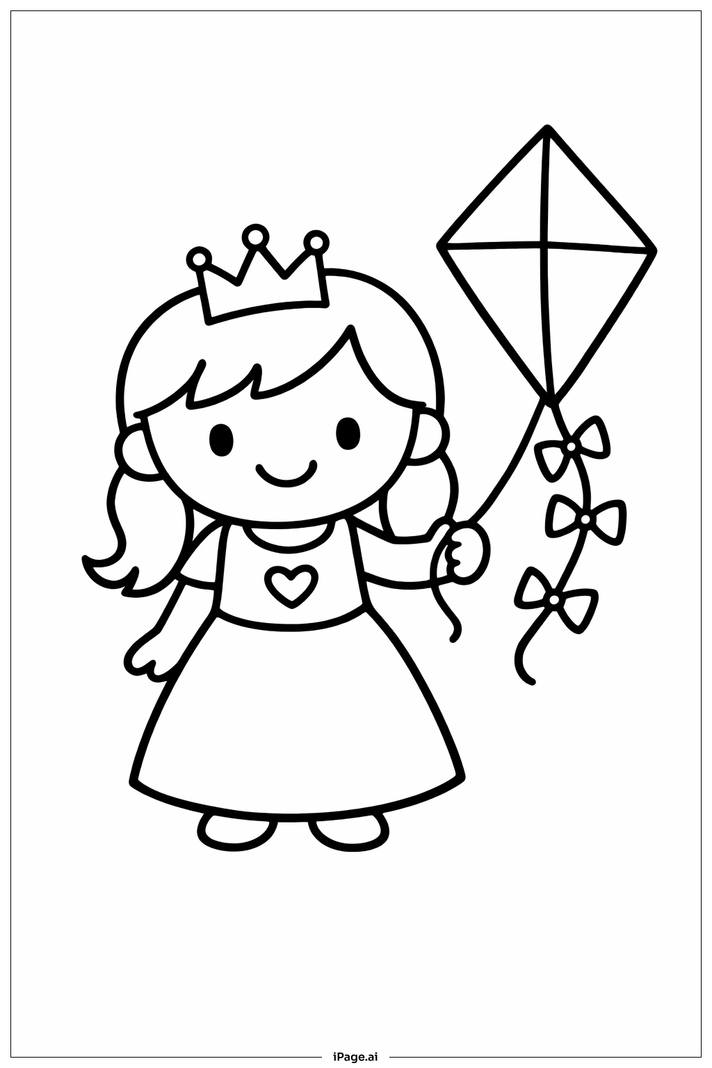 Página para colorir de Princesa com Pipa