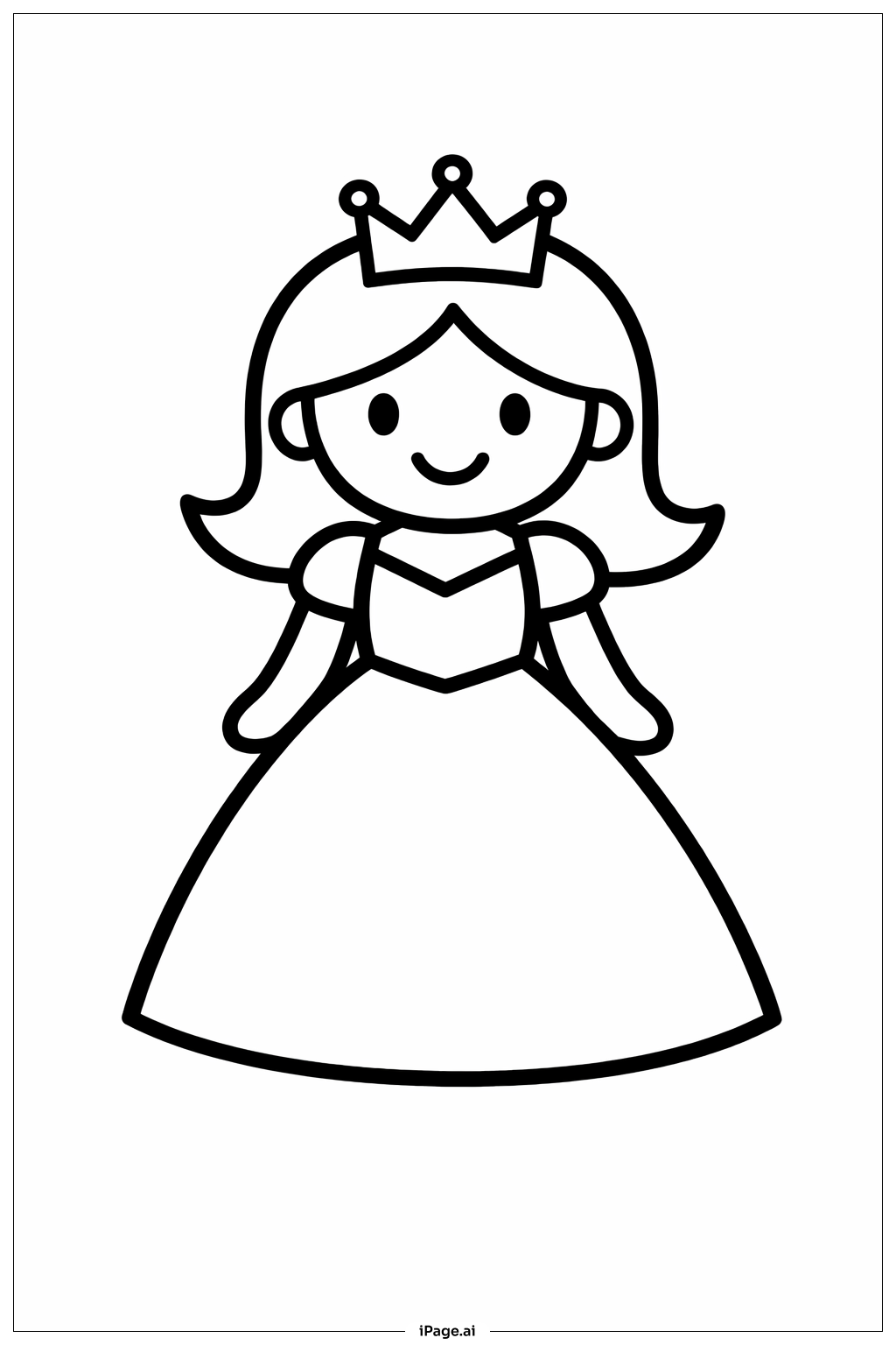 Página para colorir de Princesa Com Coroa Simples