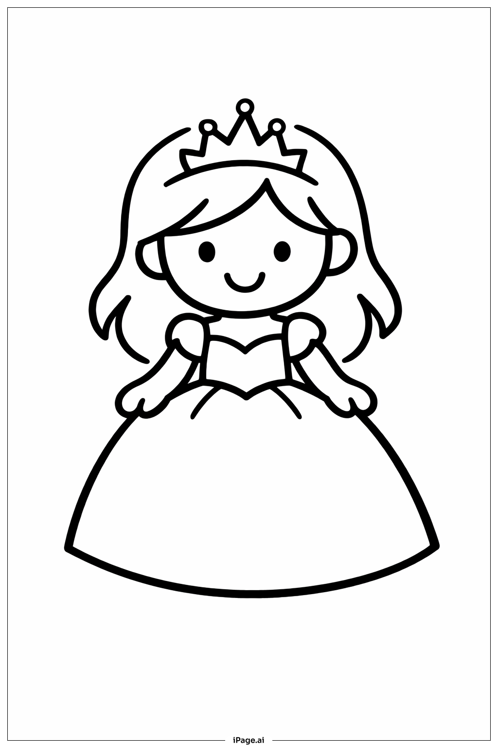 Página para colorir de Princesa Com Tiara Simples