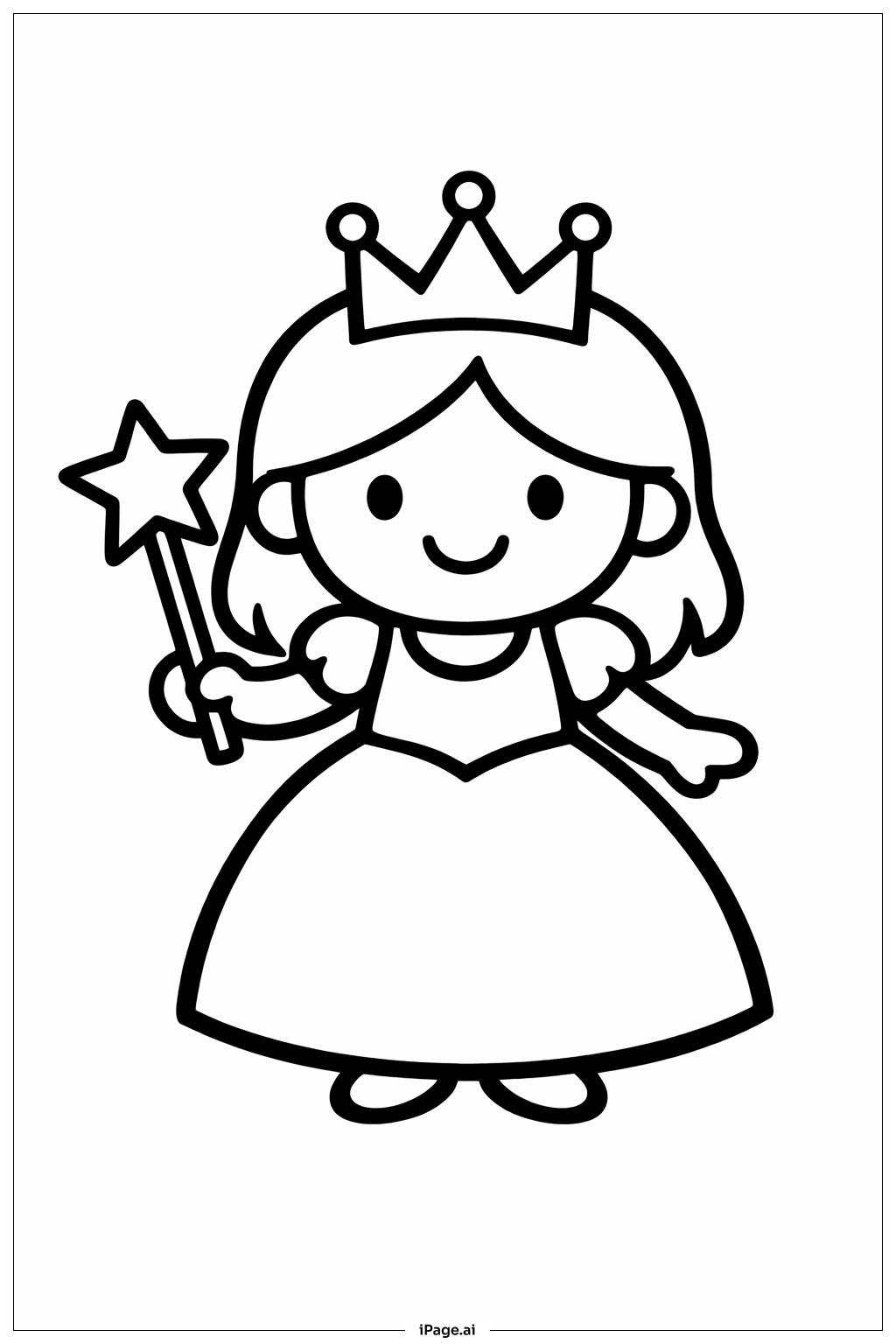 Página para colorir de Princesa com Varinha Estrelar