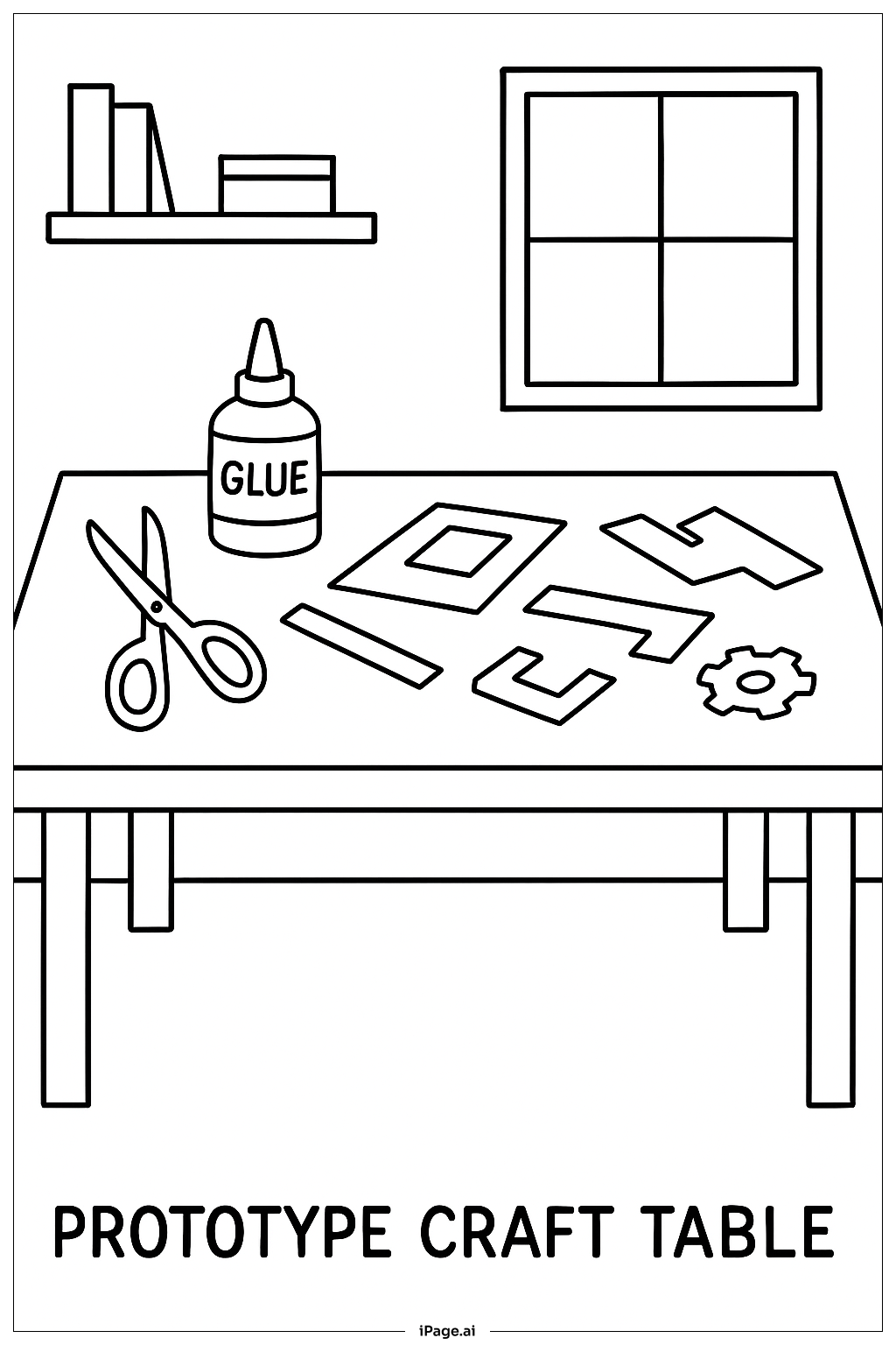 Page de coloriage Table d'atelier prototype