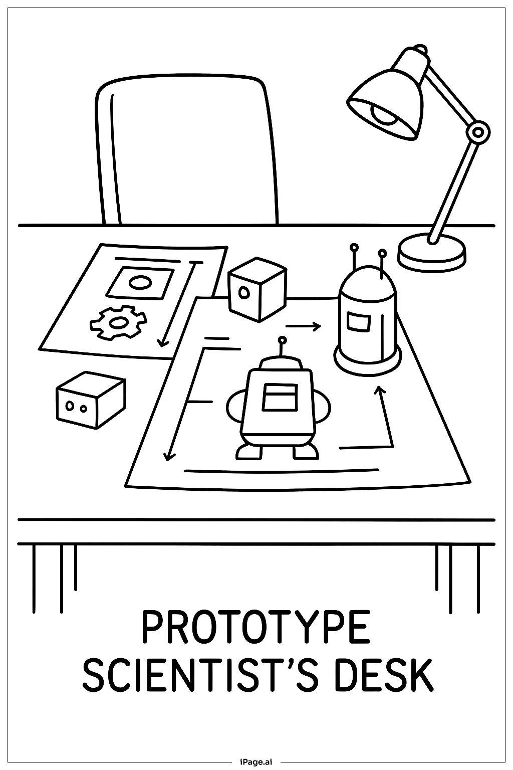  Page de coloriage Bureau du Scientifique Prototype 