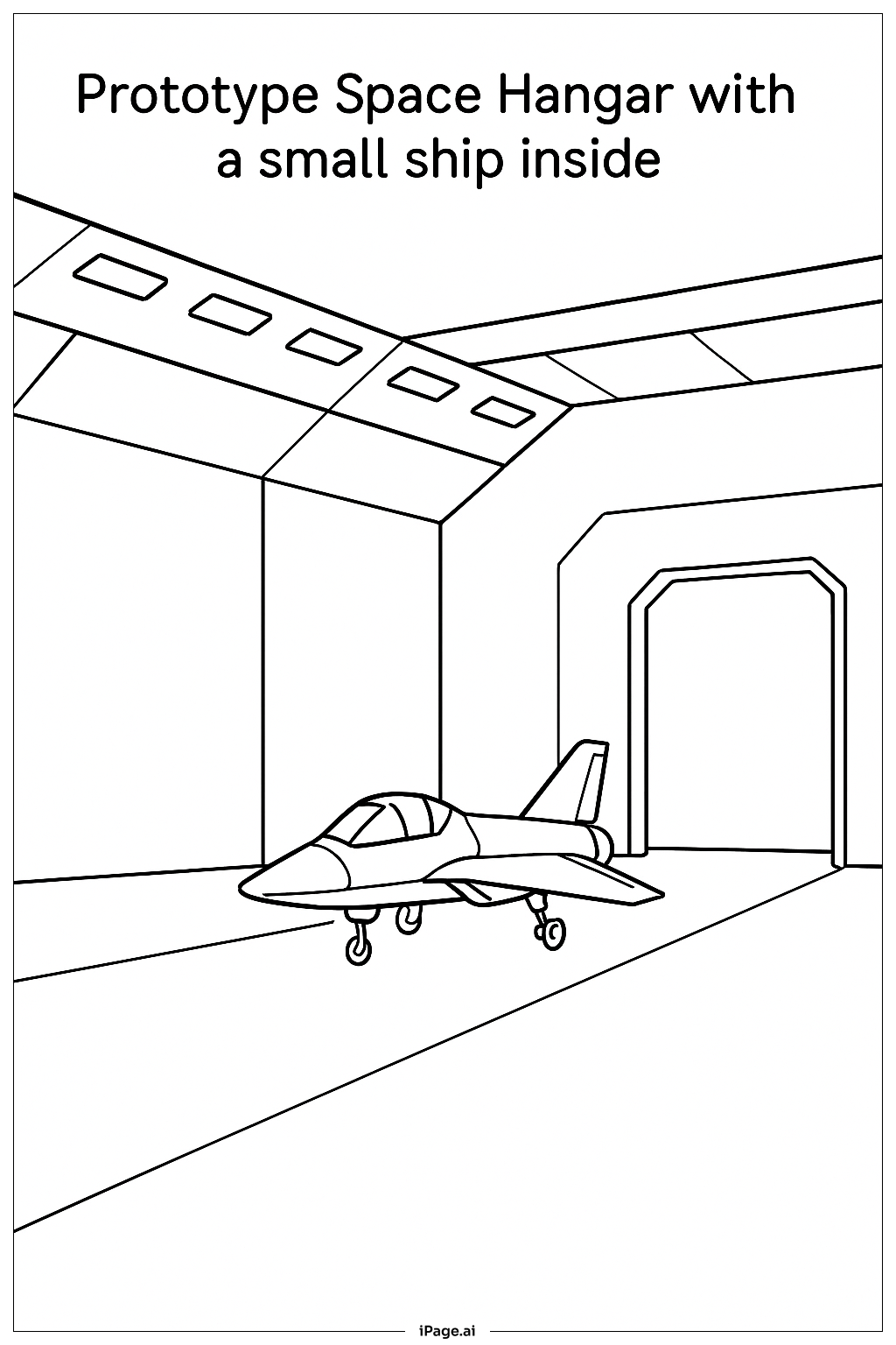  Página para colorir de Protótipo de Hangar Espacial 