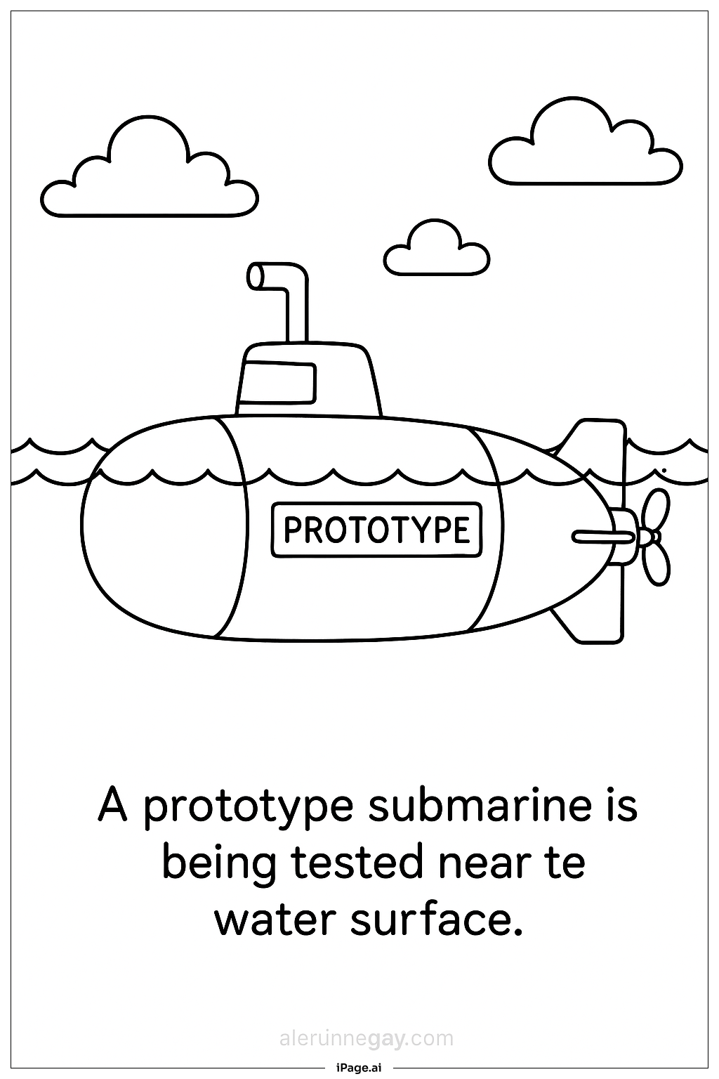  Página para colorir de Teste de Submarino Protótipo 