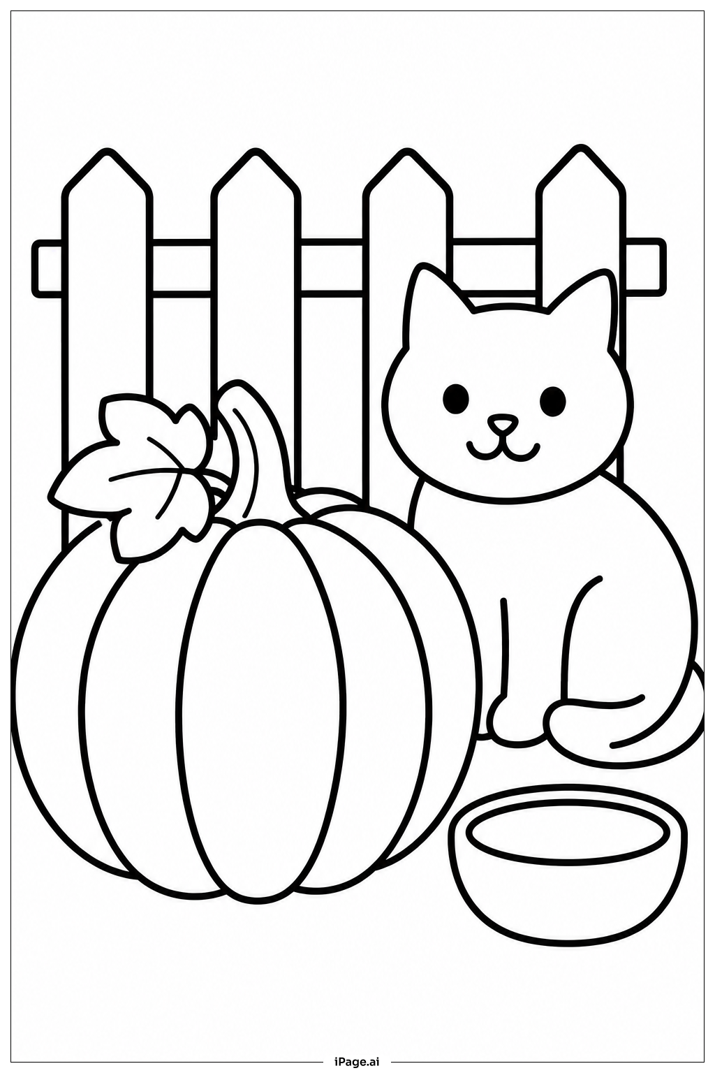  かぼちゃとねこの塗り絵ページ 