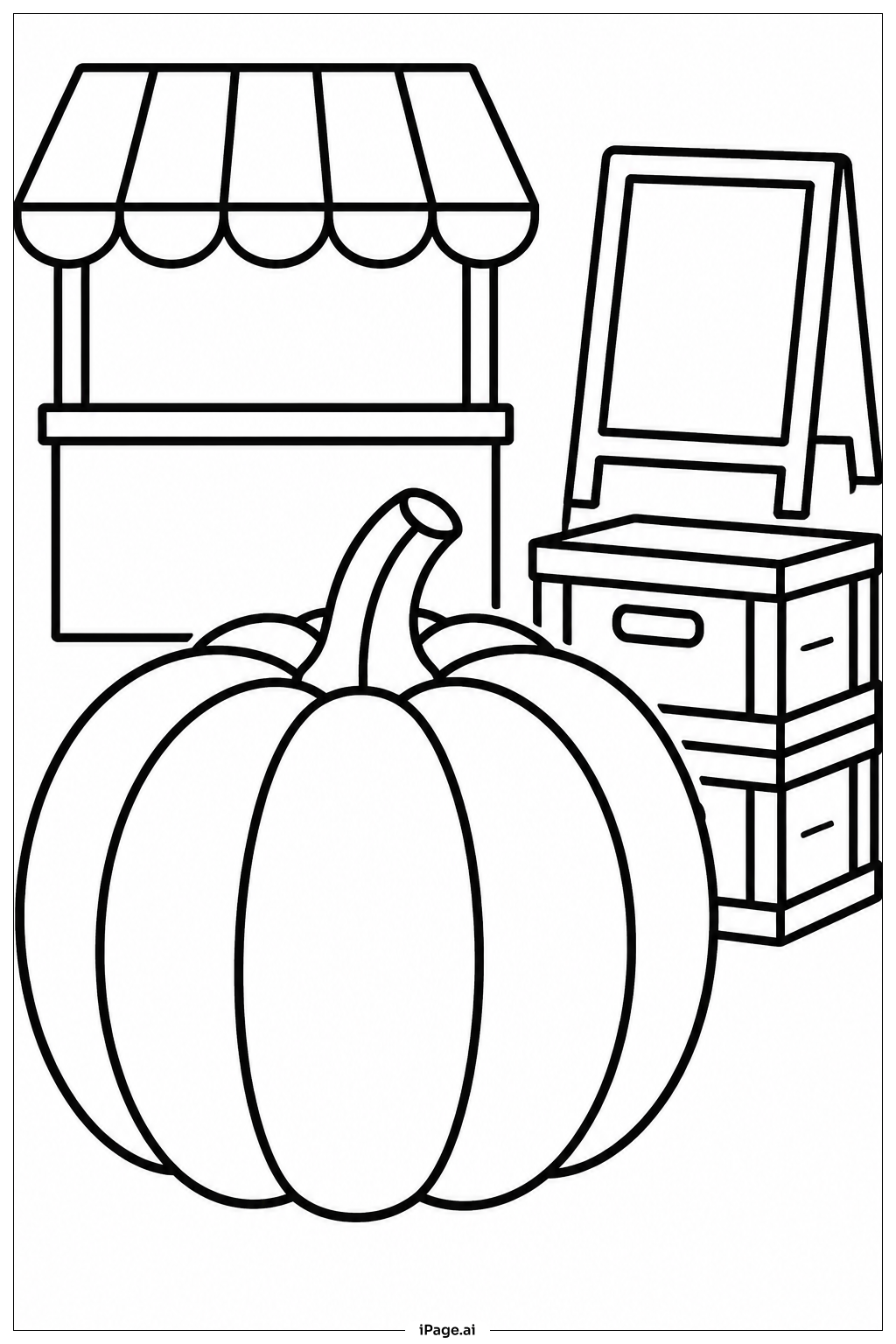  Página para colorear de Calabaza en el Mercado 