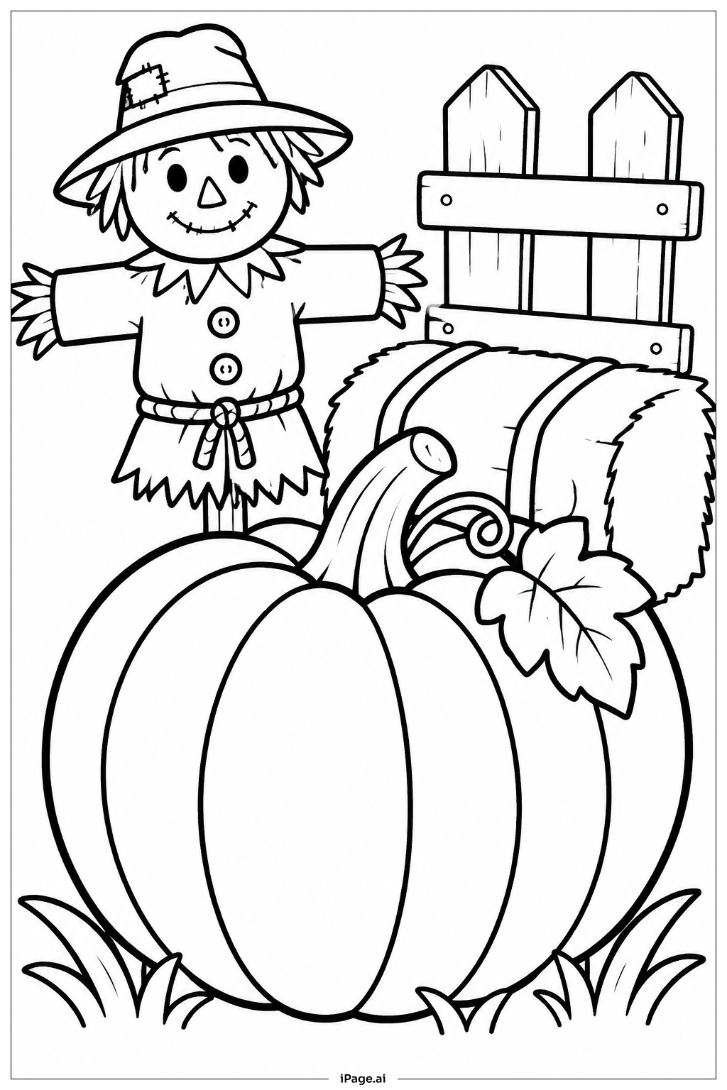  Pumpkin With Scarecrow Coloring Page 