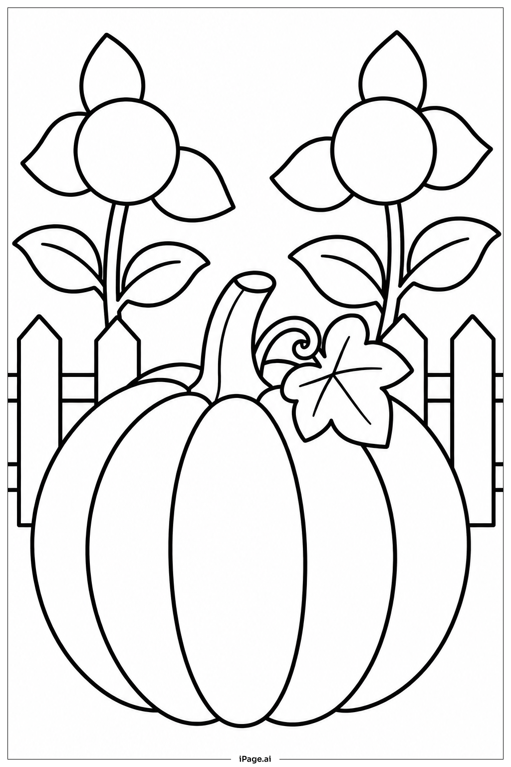  Pumpkin With Sunflowers Coloring Page 