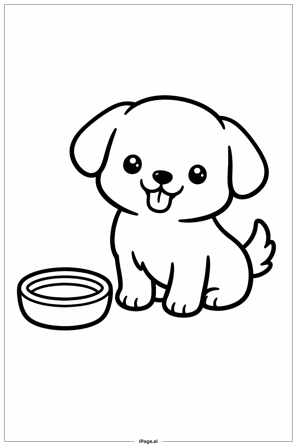 Puppy And Milk Bowl Coloring Page