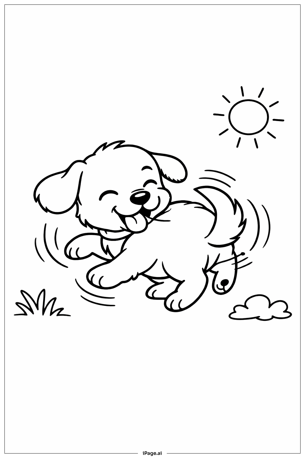  Puppy Chasing Tail Coloring Page 