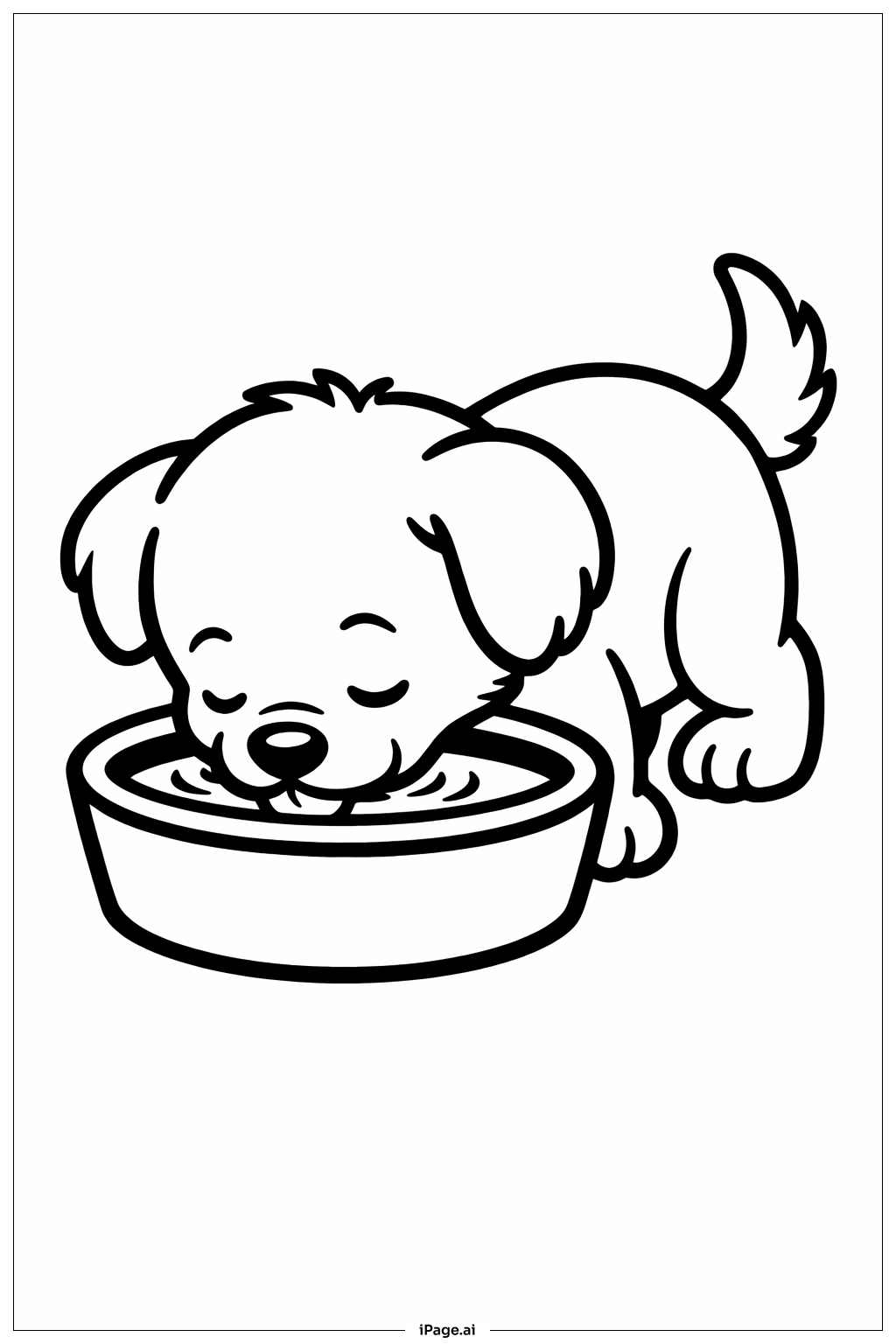 Puppy Drinking Water Coloring Page