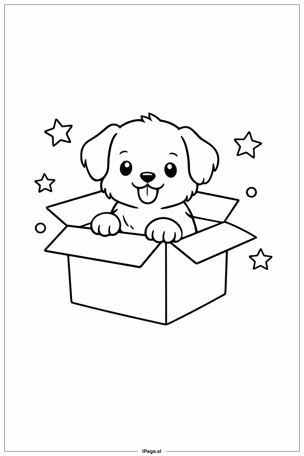  Puppy In Box Coloring Page 