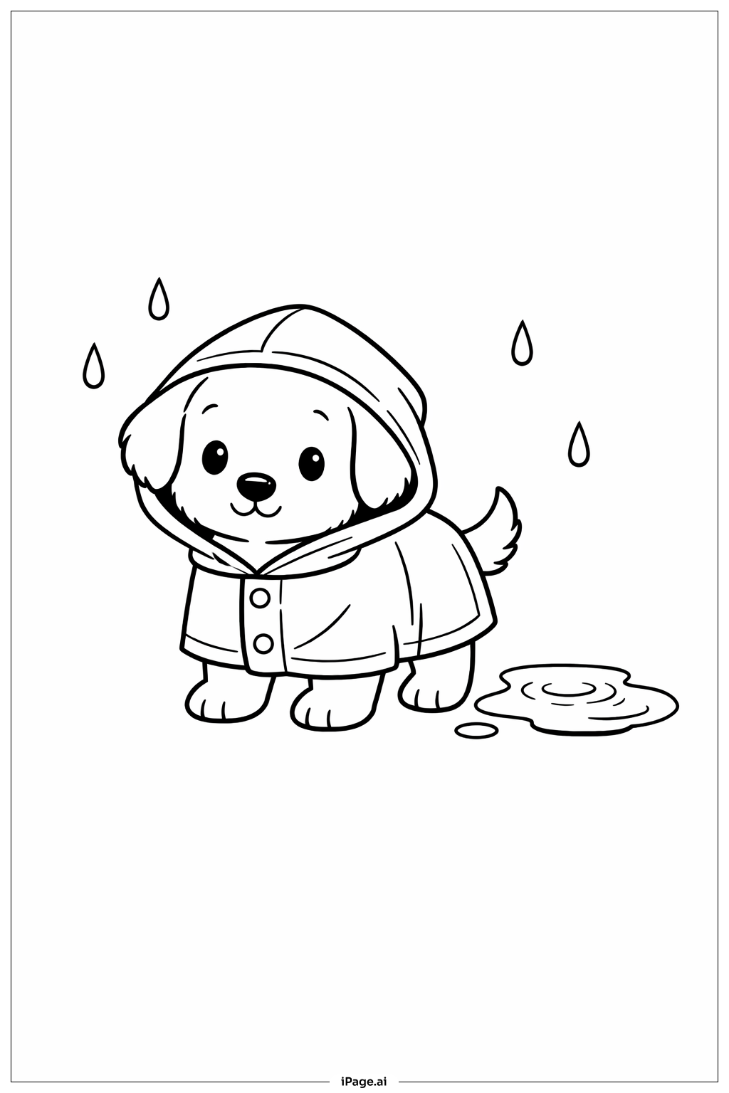 Puppy In Raincoat Coloring Page
