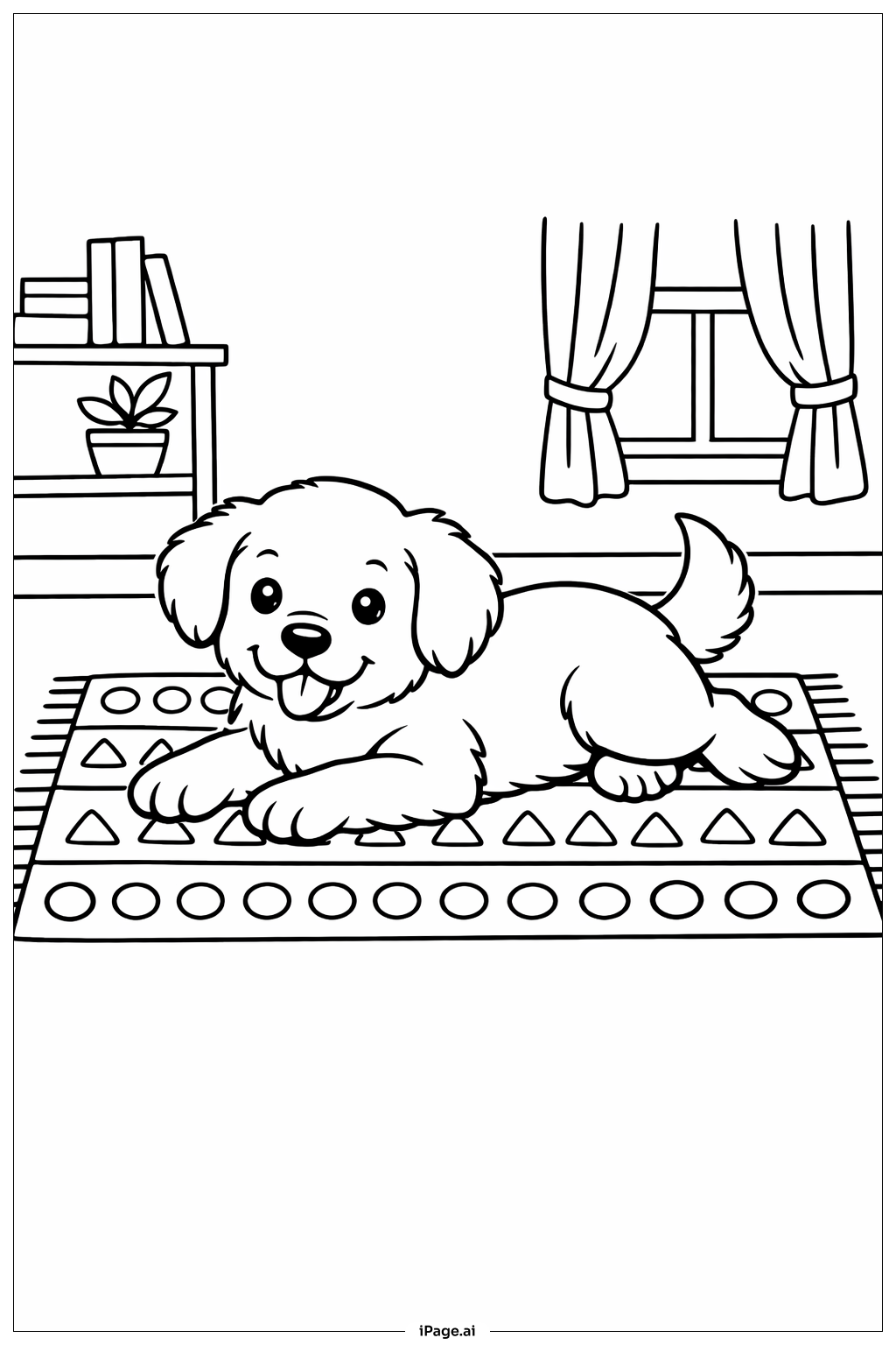 Puppy On Rug Coloring Page