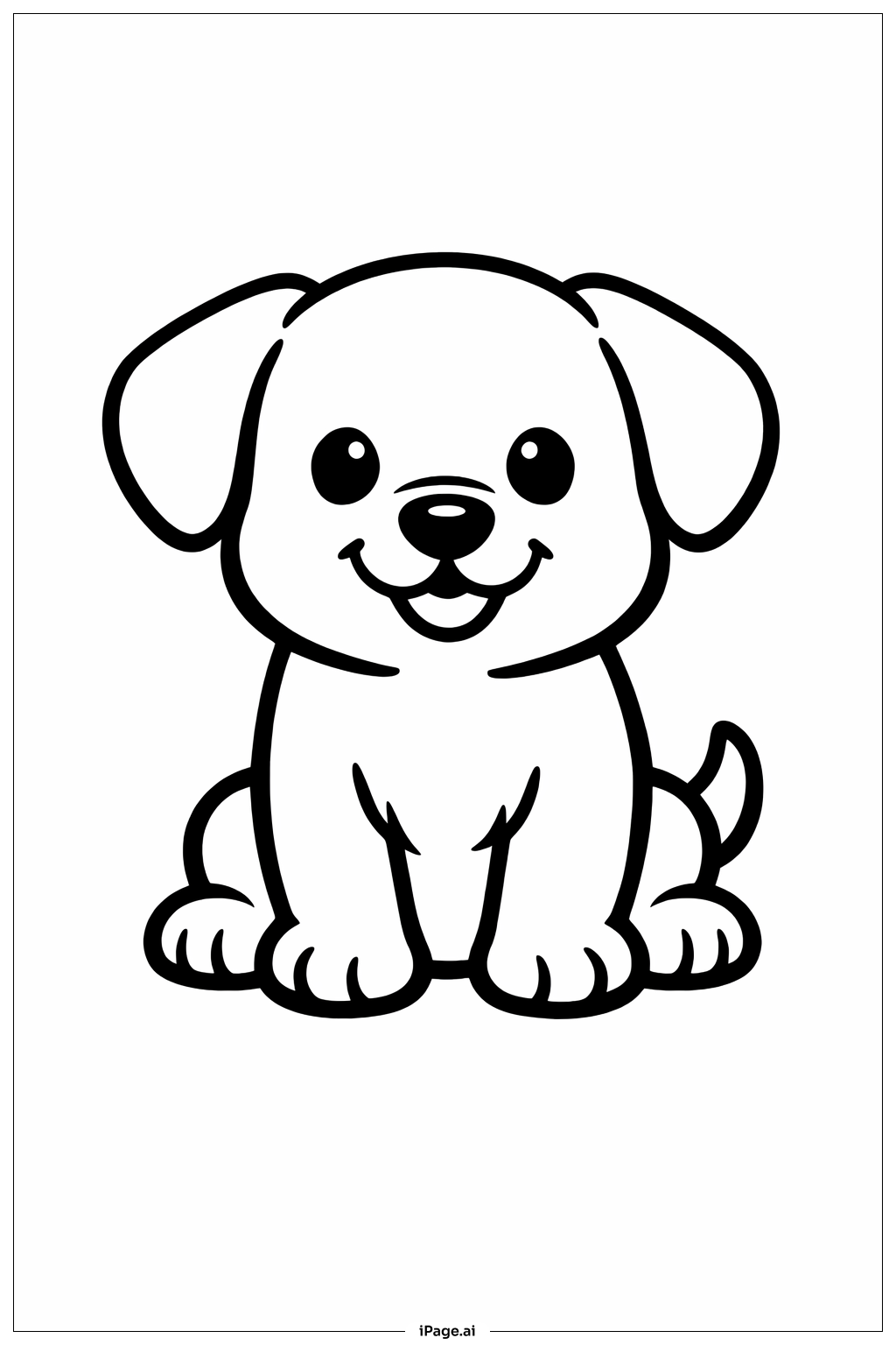 Puppy Sitting Smiling Coloring Page