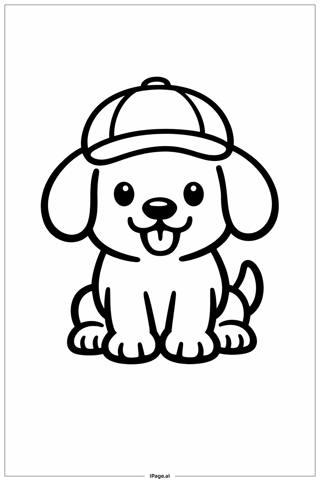 Puppy Wearing Hat Coloring Page