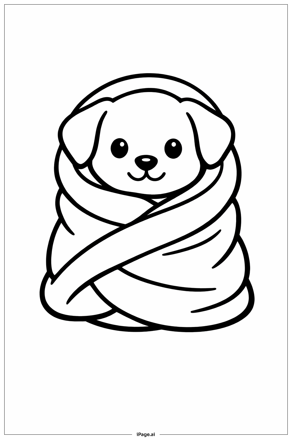 Puppy With Blanket Coloring Page