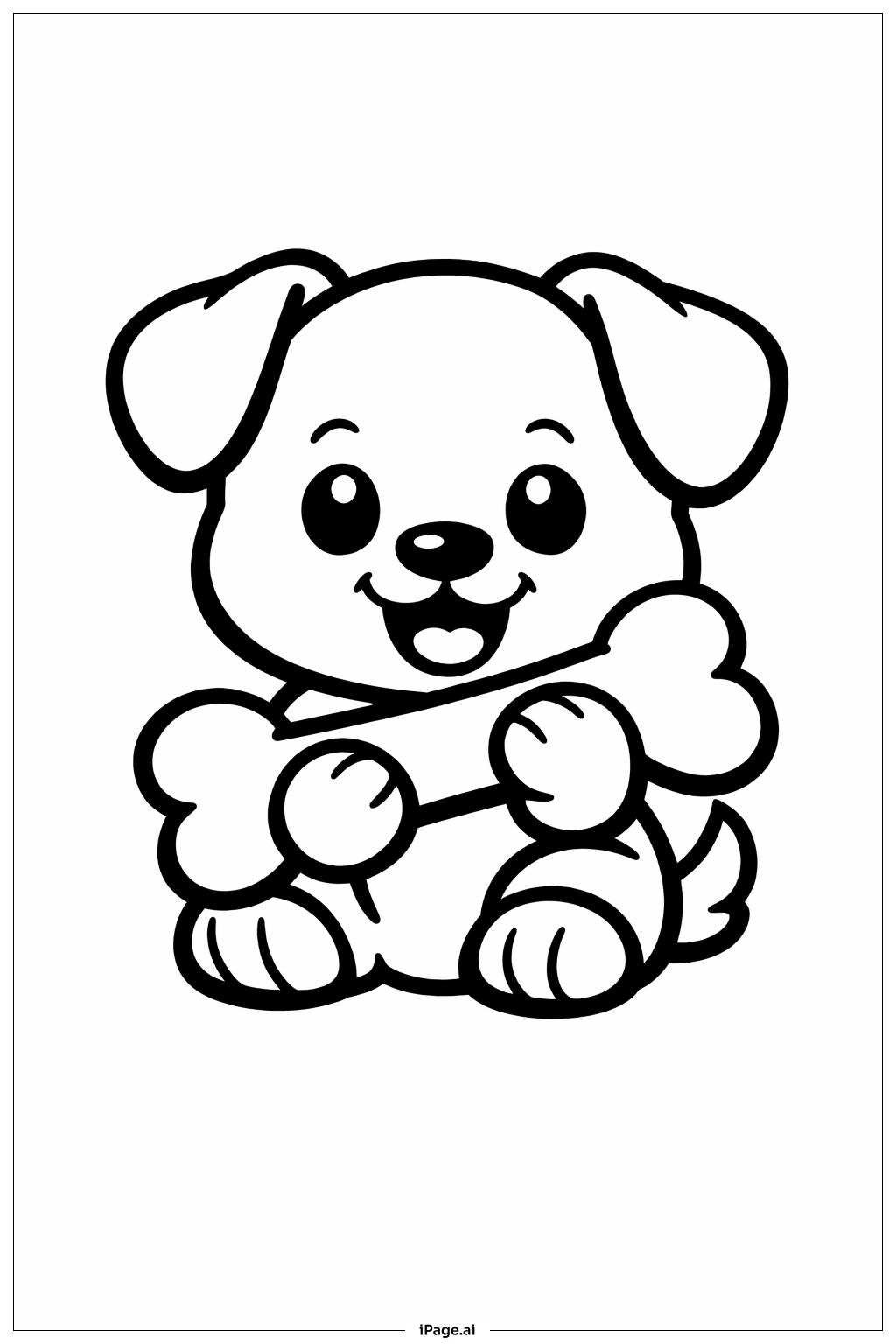Puppy With Bone Coloring Page
