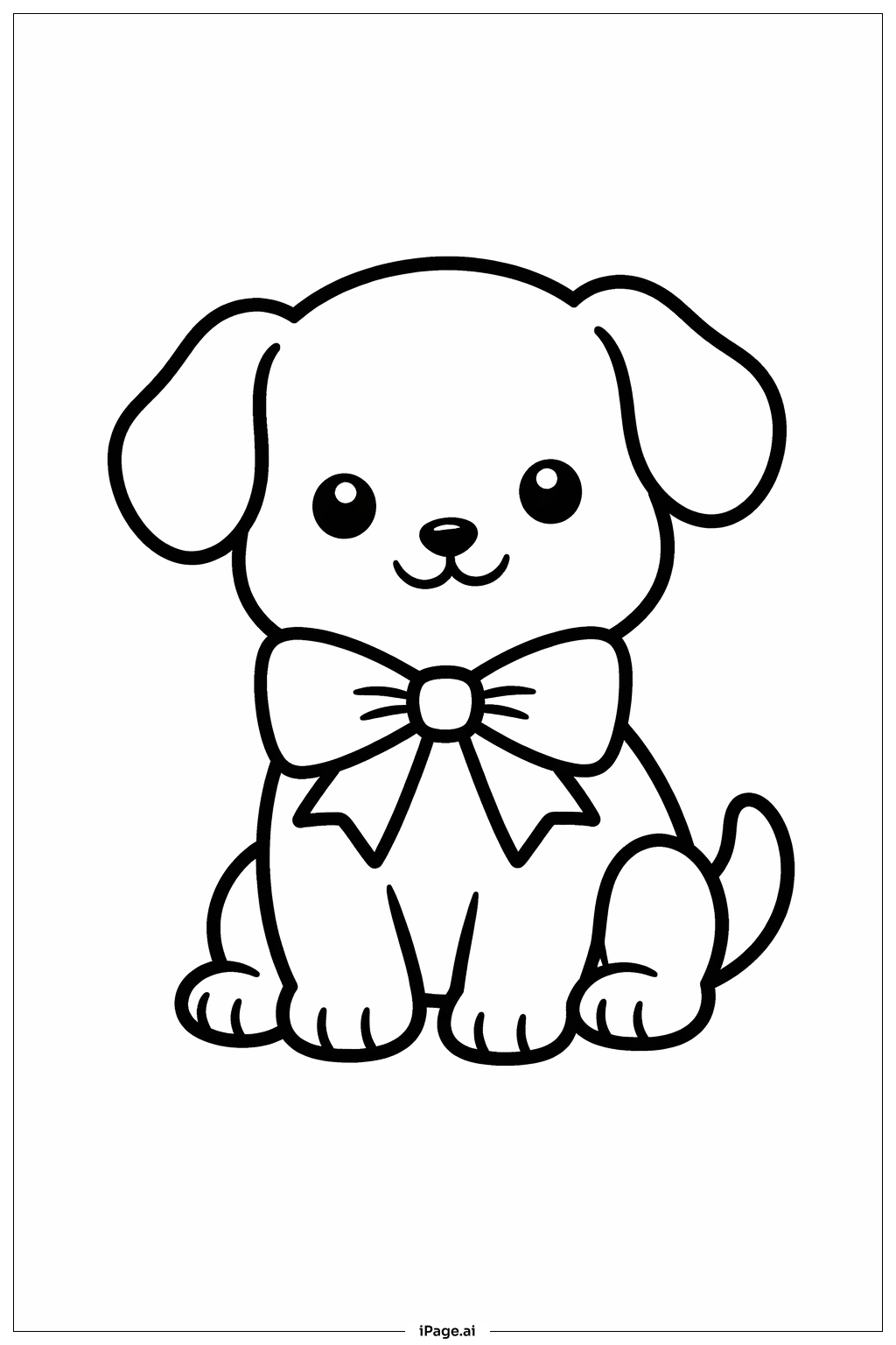 Puppy With Bow Coloring Page