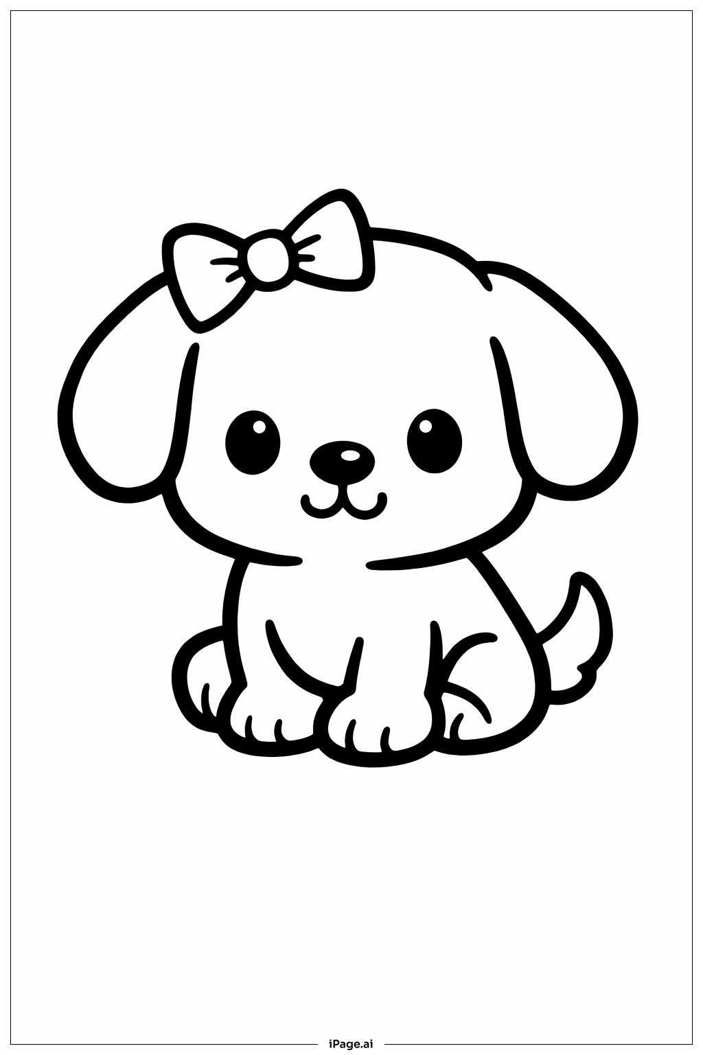  Puppy With Bow Coloring Page 