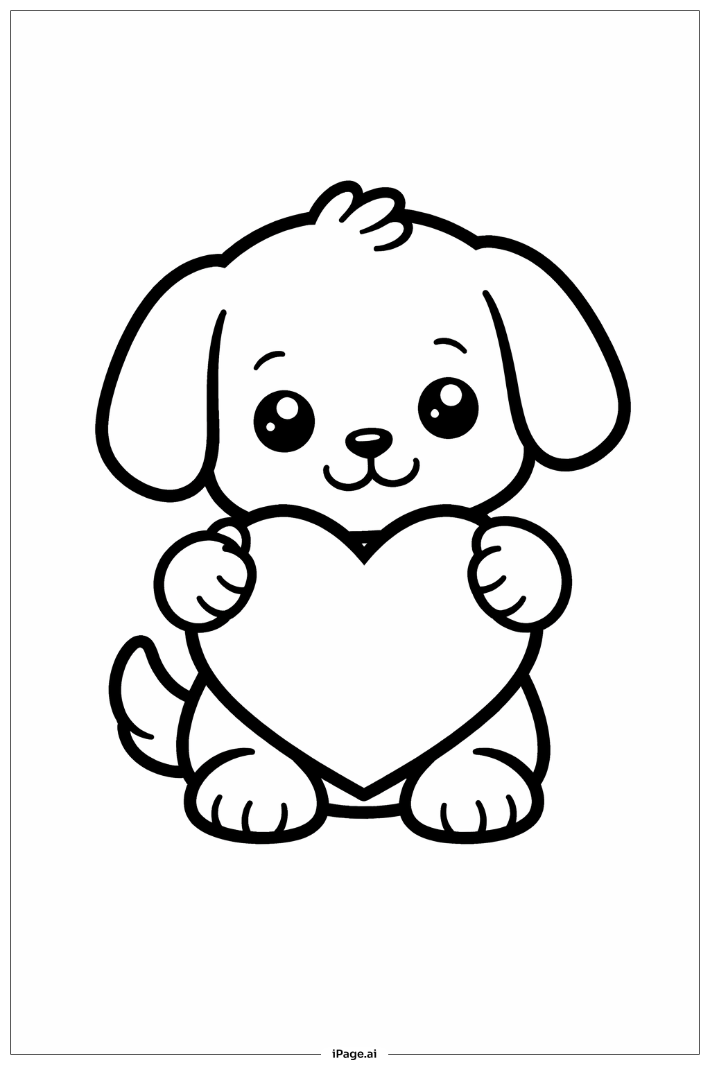 Puppy With Heart Coloring Page