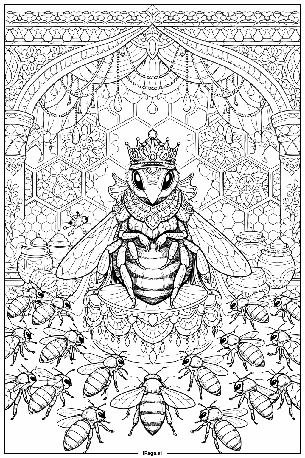  Trang tô màu Chúa Ong Trong Tổ 