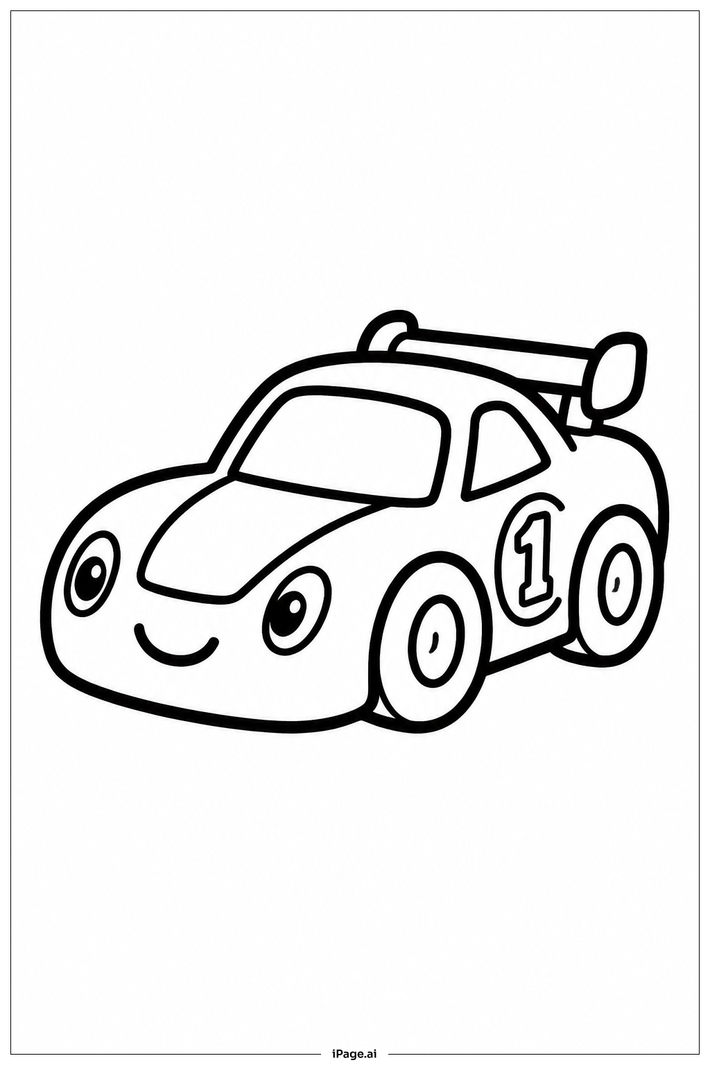 Süßes Rennauto-Design Ausmalseite