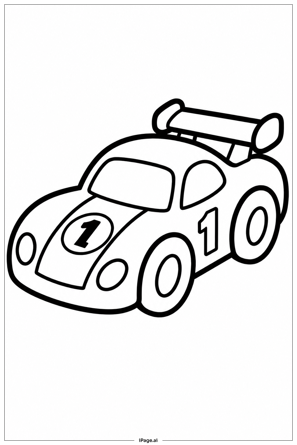 Rennwagen mit großem Aufbau Ausmalseite